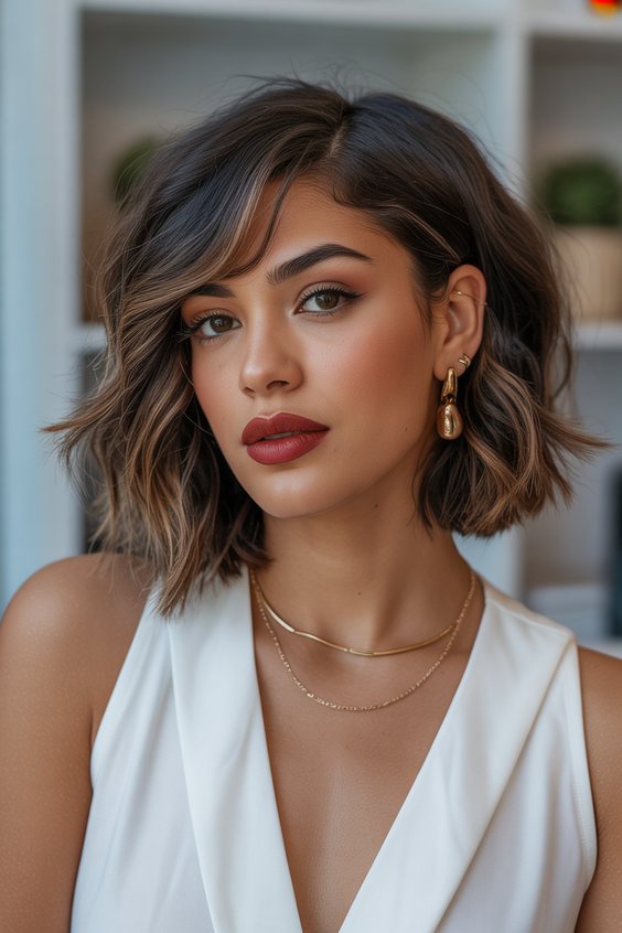 best choppy bob haircut ideas 2026 Soft Wavy Choppy Bob With Subtle Balayage