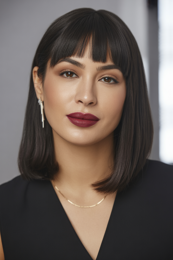 best haircuts for medium hair 2026 straight bob with bangs