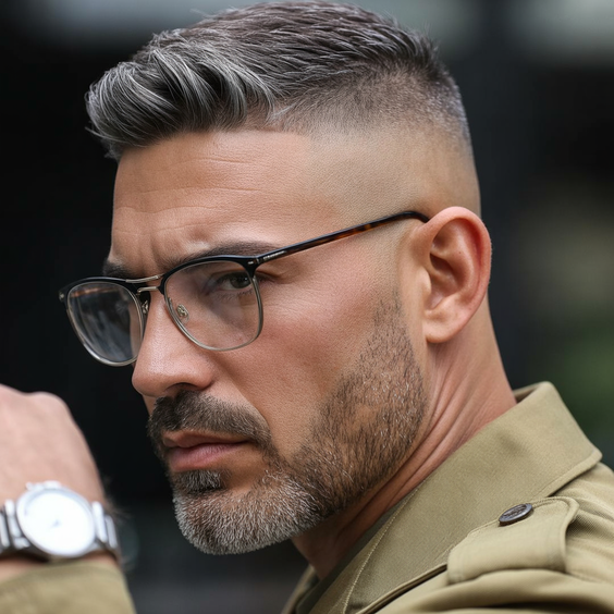 haircut Silver Fade With Mature Sharpness