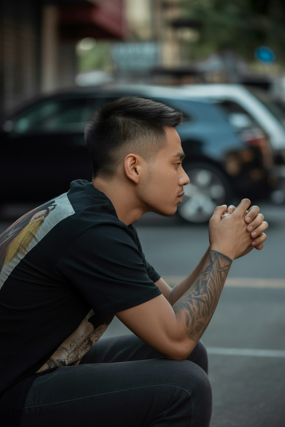 haircut Crisp Short Fade With Minimalist Shape