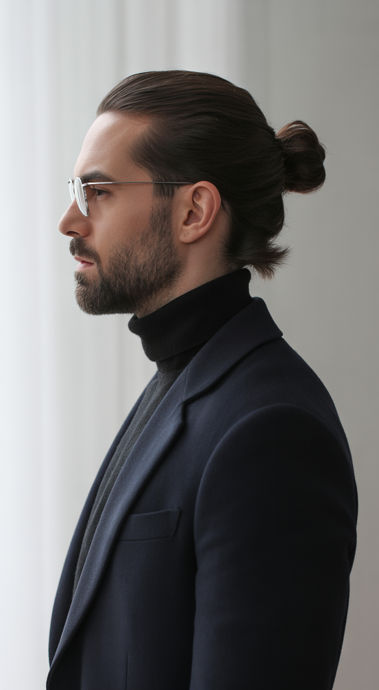 haircut Polished Man Bun With Structured Finish