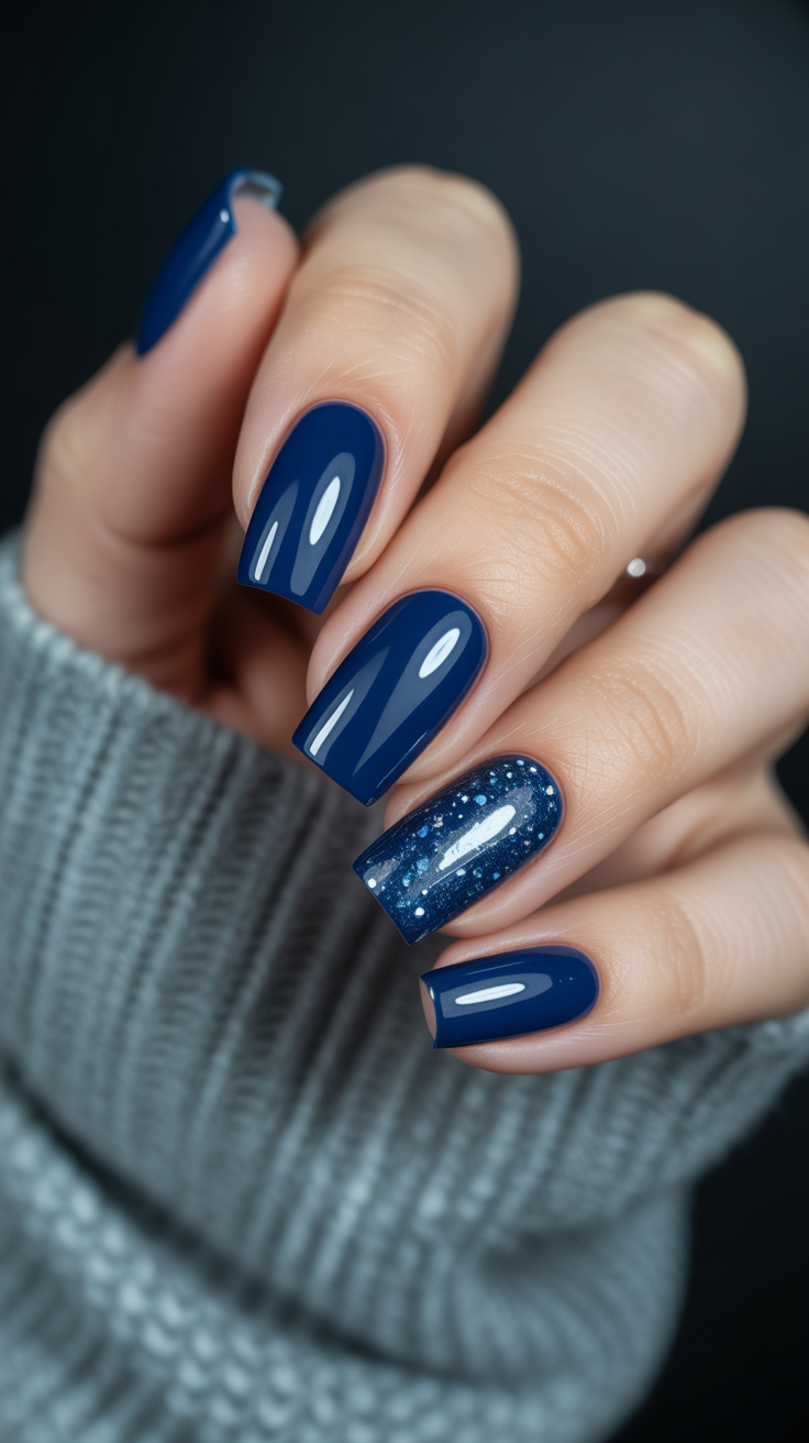 blue nails 2026 dark square sparkle
