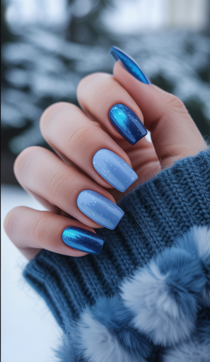 blue nails 2026 winter shimmer