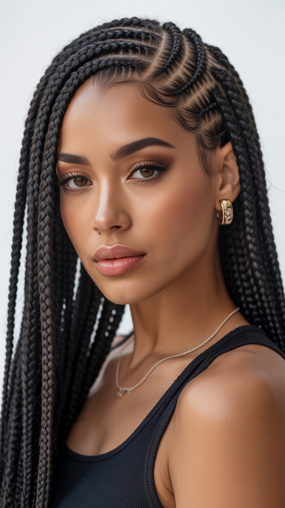 Braided hairstyles for women 2026 Side Part Cornrow Braids