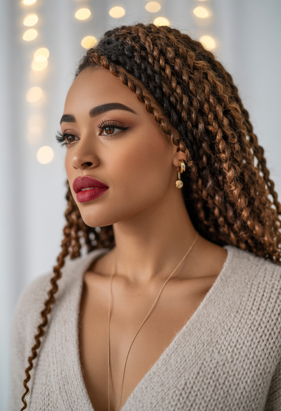 Braided hairstyles for women 2026 Small Twist Braids Side Part