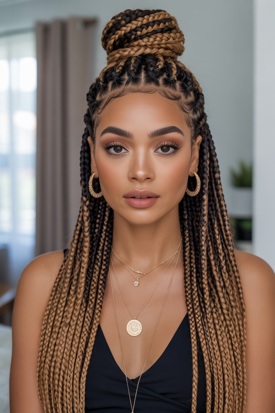 Braided hairstyles for women 2026 Half Up Braided Bun