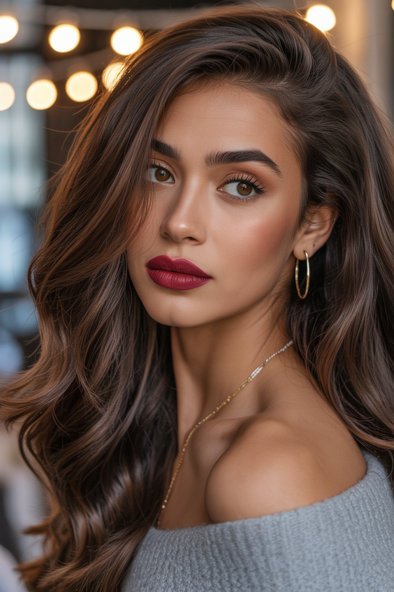 brunette hair color+Expensive Brunette With Dimensional Dark Roots