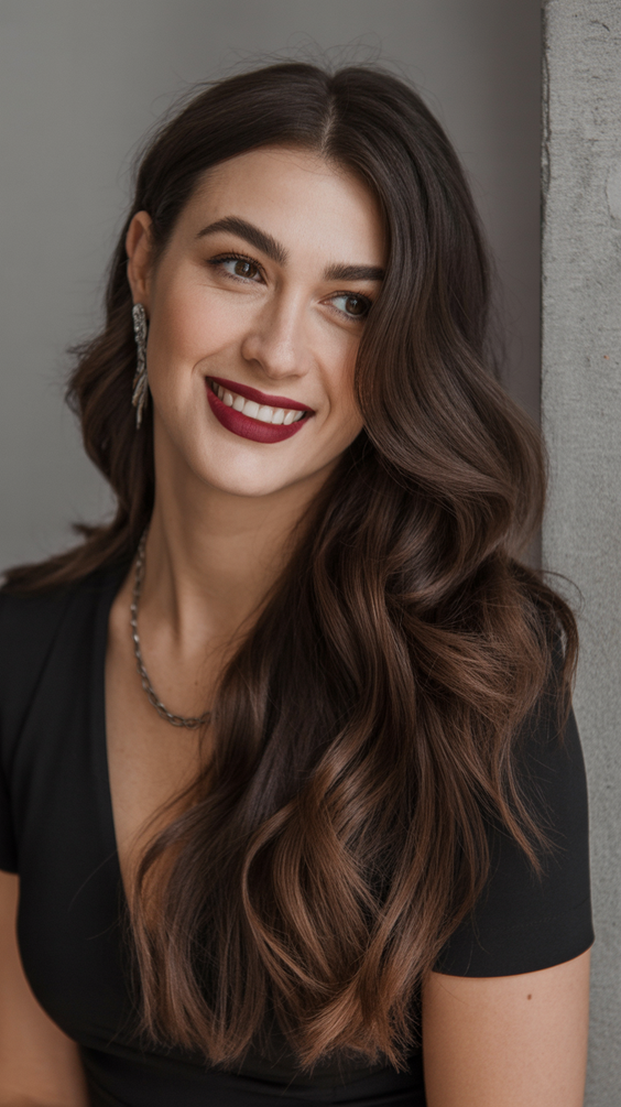 brunette hair color+Subtle Ash Brown With Velvet Soft Waves