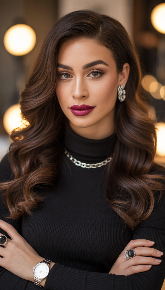 brunette hair color+Classic Luxe Brunette With Subtle Contour Highlights