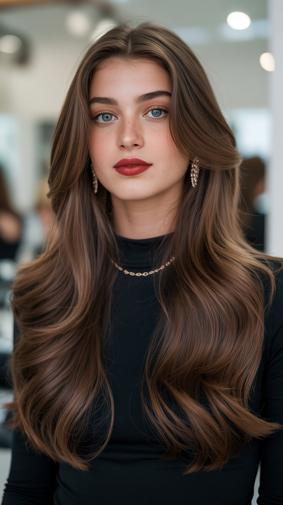 chocolate brown hair color 2026 milk chocolate elegance with feathered lengths