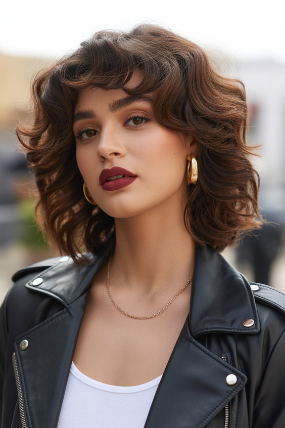 chocolate brown hair color 2026 chic short chocolate waves with soft movement