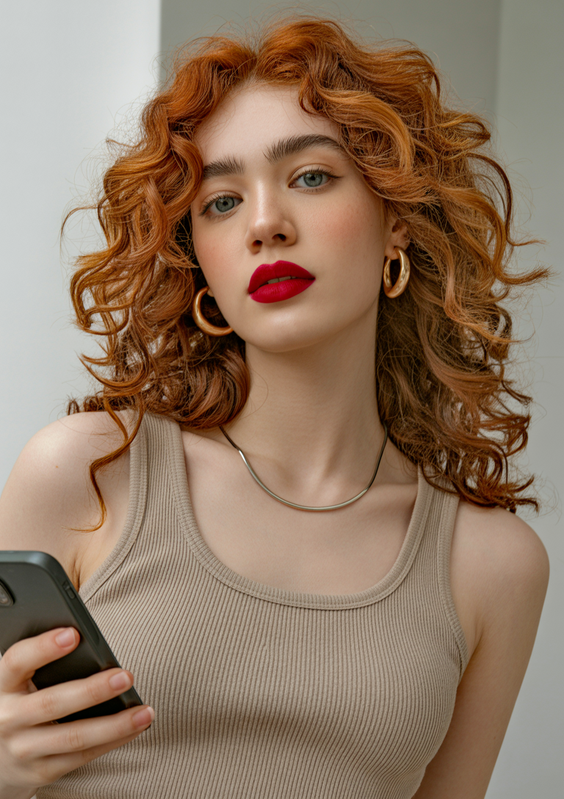 Cute curly hairstyles for women 2026 Soft Ginger Curly Shag With Natural Volume