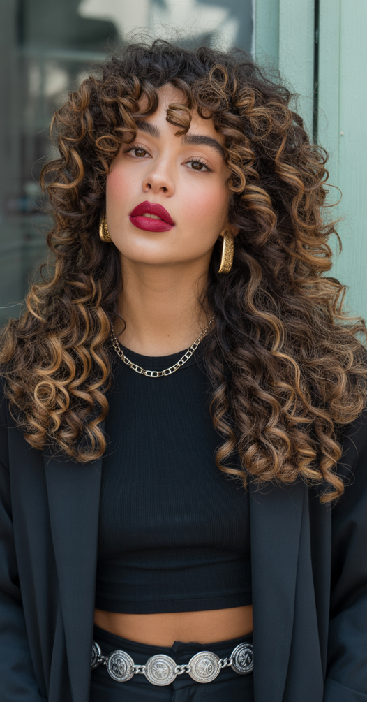 Cute curly hairstyles for women 2026 Curly Shag With Highlighted Texture And Fringe