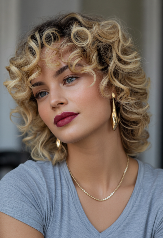 Cute curly hairstyles for women 2026 Short Blonde Curly Shag With Airy Layers