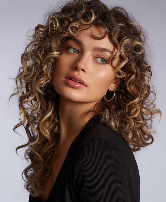 Cute curly hairstyles for women 2026 Defined Curly Layers With Subtle Highlight Dimension