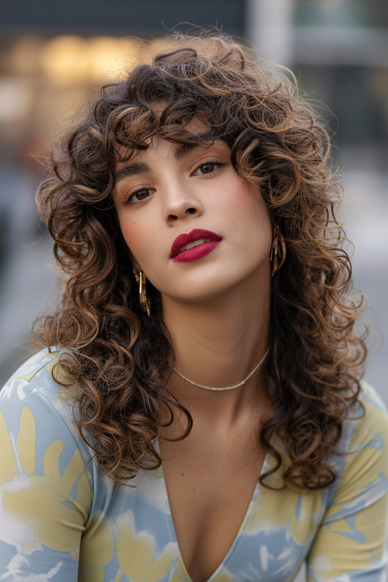 Cute curly hairstyles for women 2026 Romantic Curly Layers With Vintage Softness