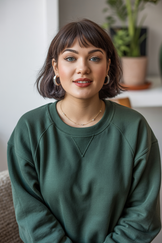 Cute hairstyle ideas 2026 Short Rounded Bob With Micro Bangs