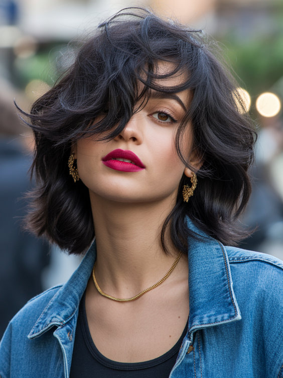 Cute hairstyle ideas 2026 Wavy Shag With Curtain Bangs