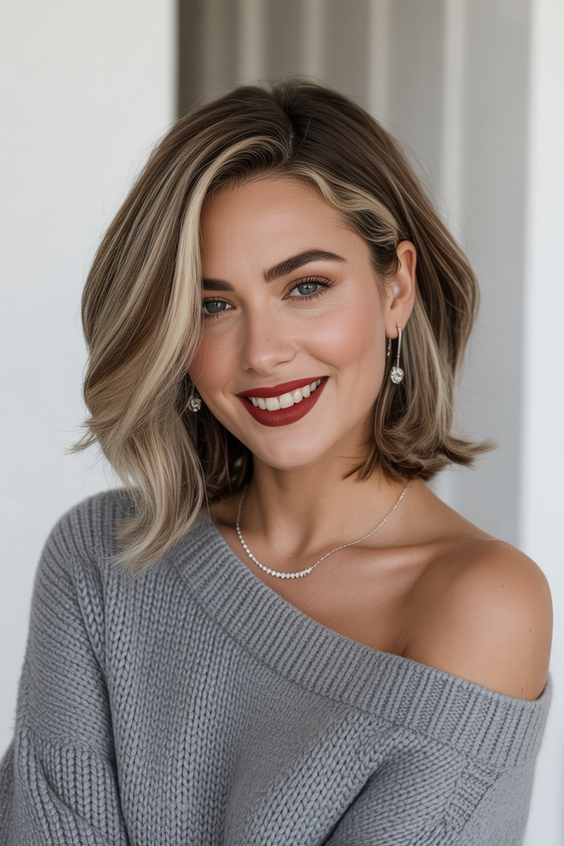 Cute hairstyle ideas 2026 Blunt Lob With Face Framing Highlights