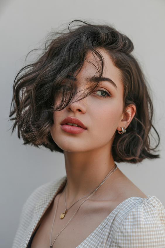 Cute short hairstyles for women 2026 Airy Textured Bob with Soft Windswept Movement