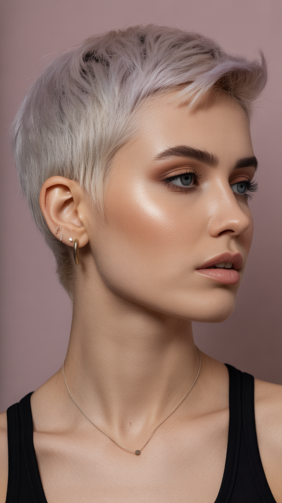 Cute short hairstyles for women 2026 Icy Lavender Pixie with Soft Tousled Layers
