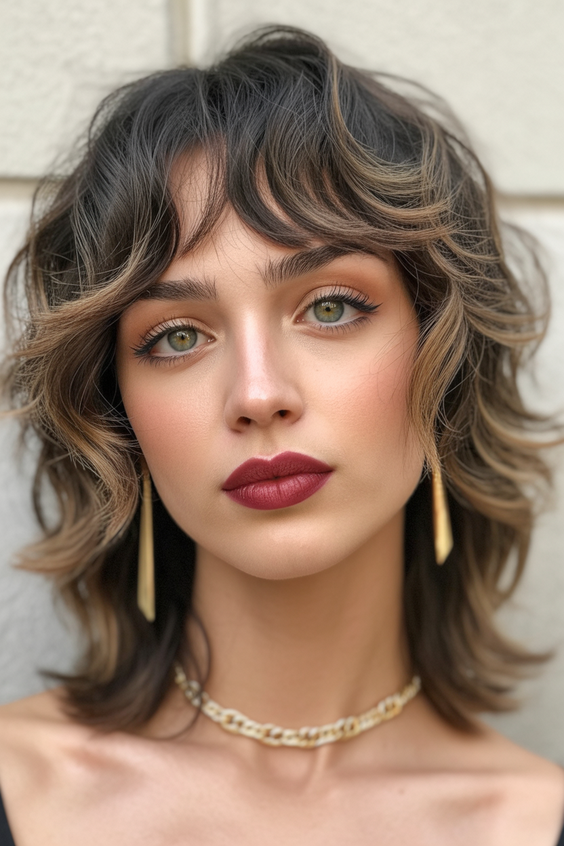 edgy wolf cut hairstyle 2026 soft contour wolf cut with sunlit highlights