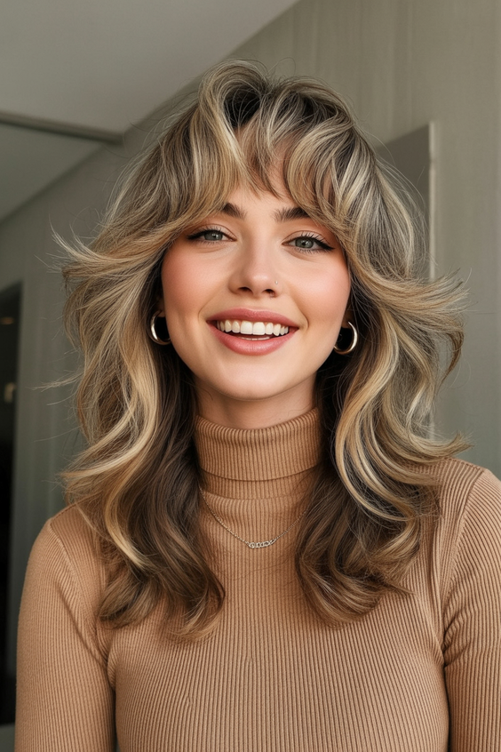 edgy wolf cut hairstyle 2026 golden wave wolf cut with soft windswept layers