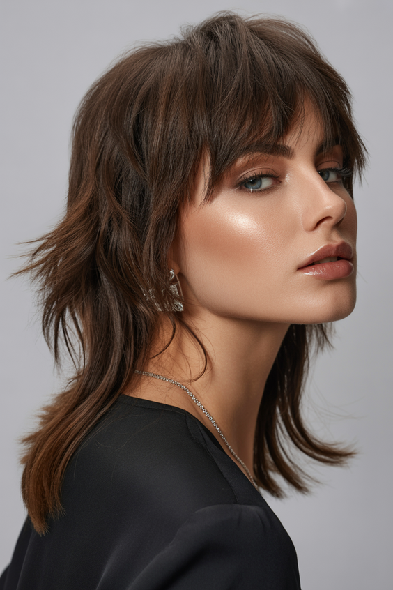 edgy wolf cut hairstyle 2026 sharp silhouette wolf cut with tapered face layers