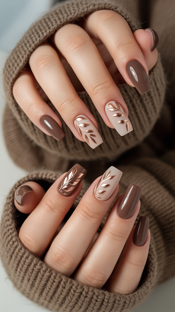 elegant acrylic nails 2026 brown square