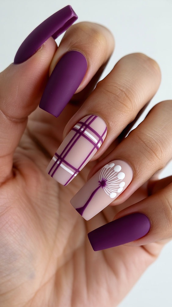 elegant acrylic nails 2026 matte purple square