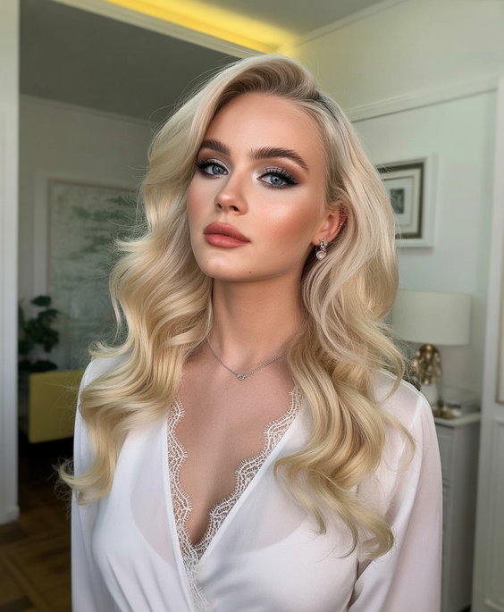 Elegant wedding hairstyles 2026 Soft Blonde Waves