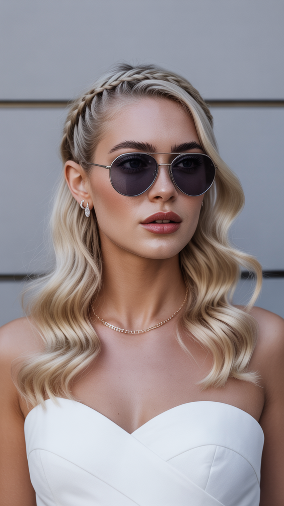 Elegant wedding hairstyles 2026 Braided Crown Half Up