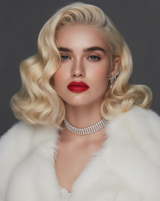 Elegant wedding hairstyles 2026 Short Platinum Waves