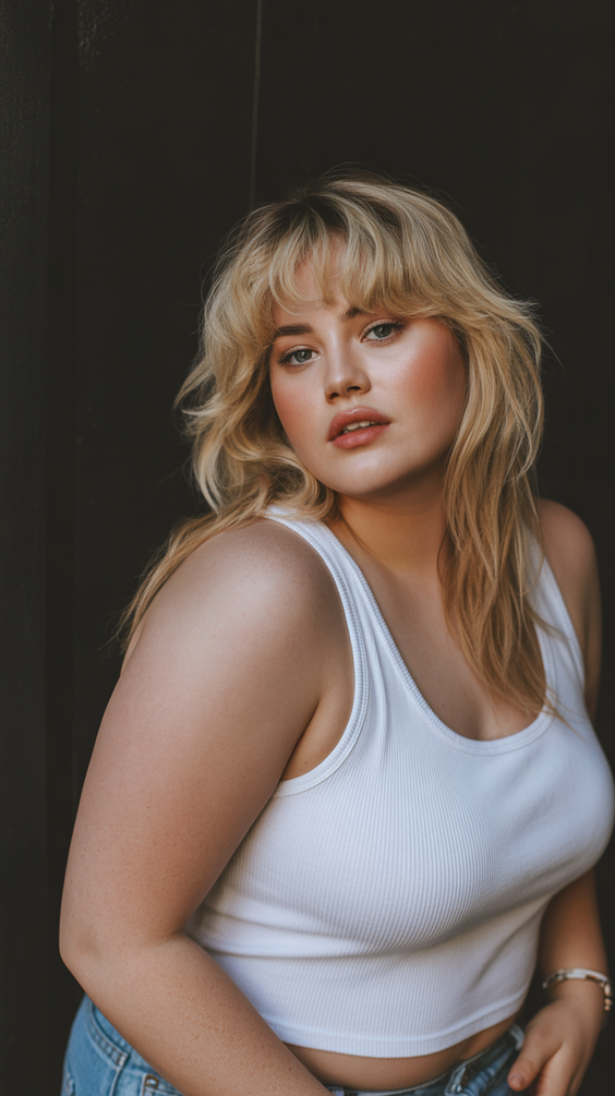 best choppy bob haircut ideas 2026 shaggy blonde bob with wispy curtain bangs