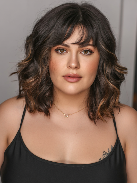 best choppy bob haircut ideas 2026 choppy bob with soft bangs and warm highlights