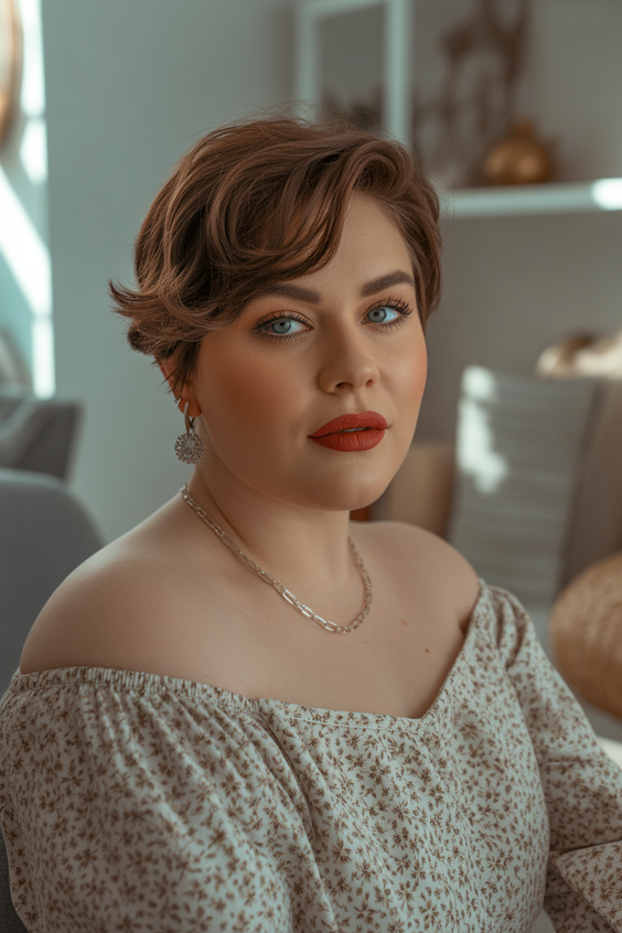 Flattering hairstyles for plus-size women 2026 Soft Tousled Pixie With Feminine Movement