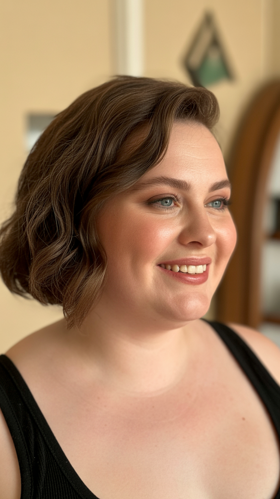 Flattering hairstyles for plus-size women 2026 Classic Short Bob With Gentle Waves
