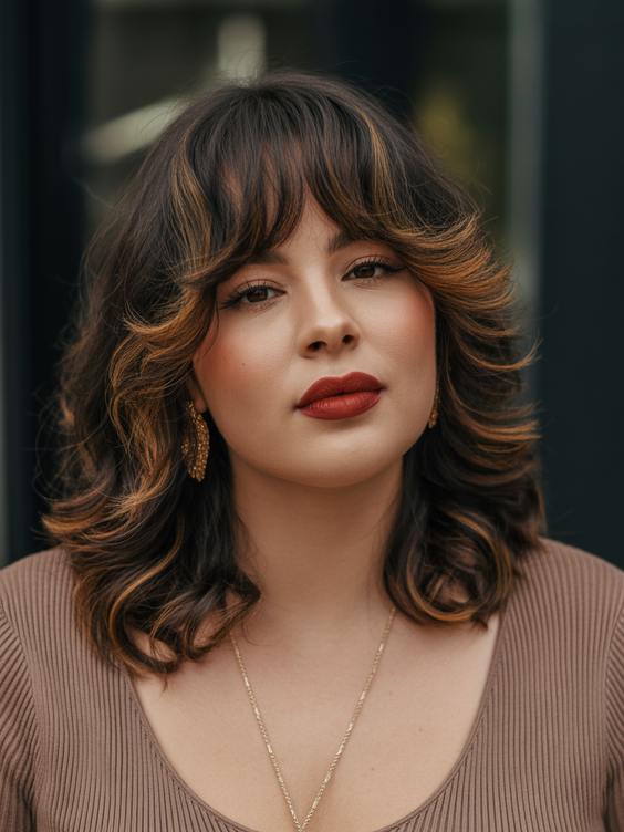 Flattering hairstyles for plus-size women 2026 Layered Medium Shag With Soft Face-Framing