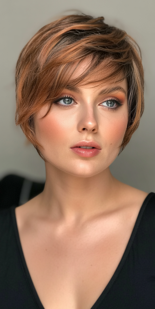 Flattering hairstyles for plus-size women 2026 Edgy Long Pixie With Sweeping Layers