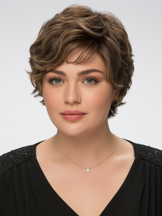 Flattering hairstyles for plus-size women 2026 Lightly Layered Short Crop With a Soft Fringe