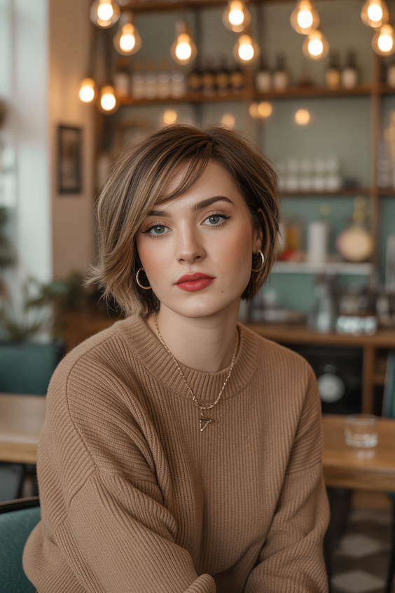 hairstyle ideas for women 2026 Soft Layered Bob With Sweeping Fringe