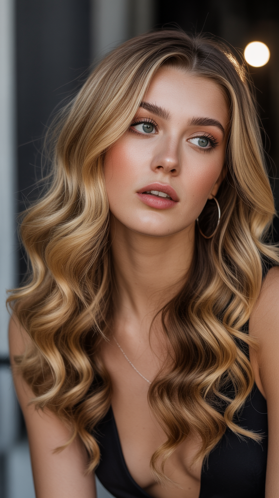 honey blonde hair color 2026 Romantic Honey Waves With Lived-In Warmth