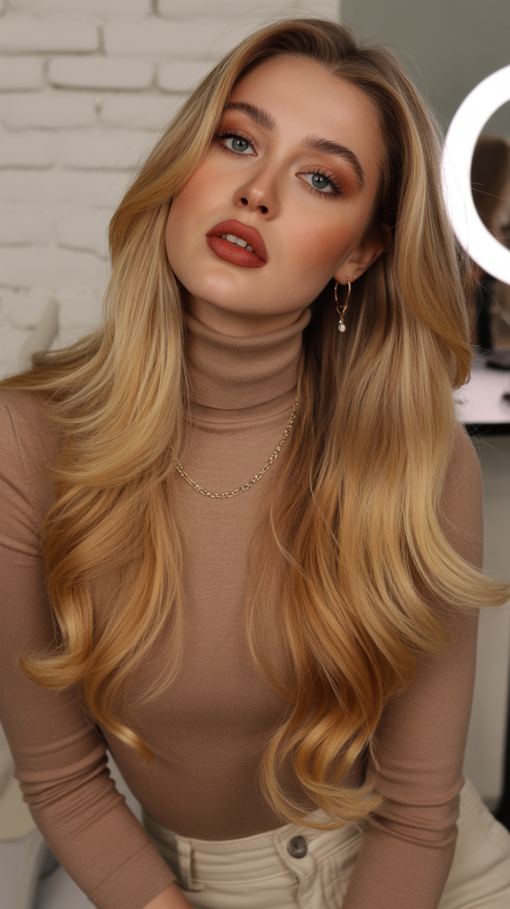 honey blonde hair color 2026 Bright Golden Honey With Flowing Length