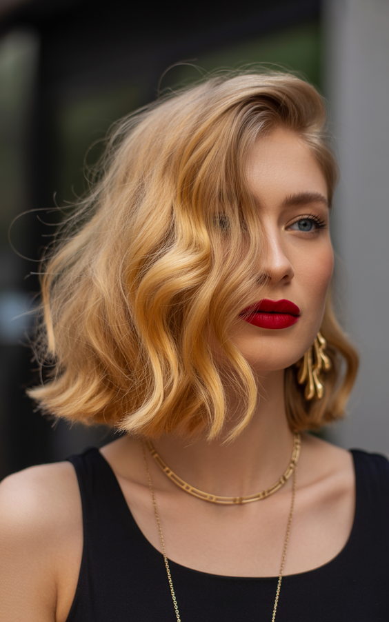 honey blonde hair color 2026 Chic Honey Blonde Bob With Bold Volume