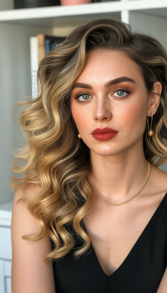 honey blonde hair color 2026 Dimensional Honey Blonde Curls With Sculpted Definition