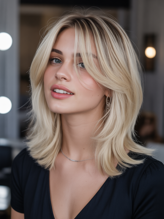Lob haircut inspiration 2026 Feathered Blonde Lob