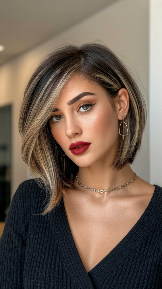Lob haircut inspiration 2026 Angled Side Part Lob