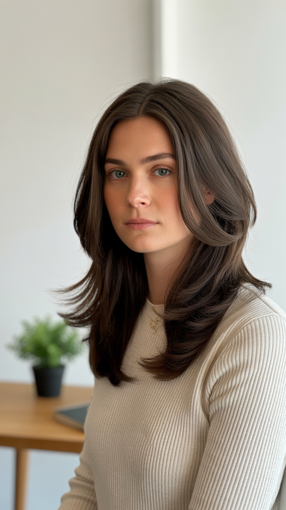 mid length haircuts Classic layered mid length with soft face framing