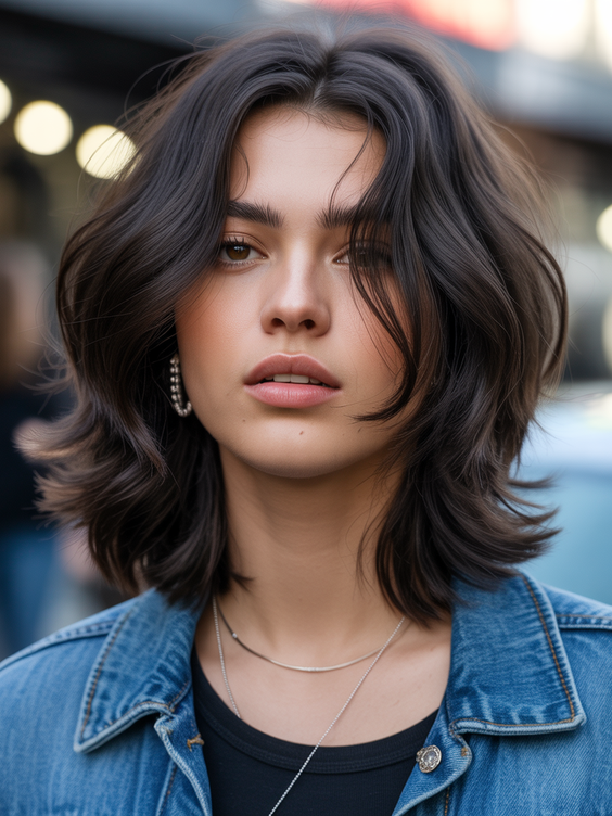 mid length haircuts Textured mid length shag with effortless movement