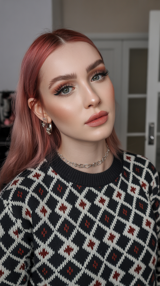 mid length haircuts Mid length haircut with soft rose tone and clean shape